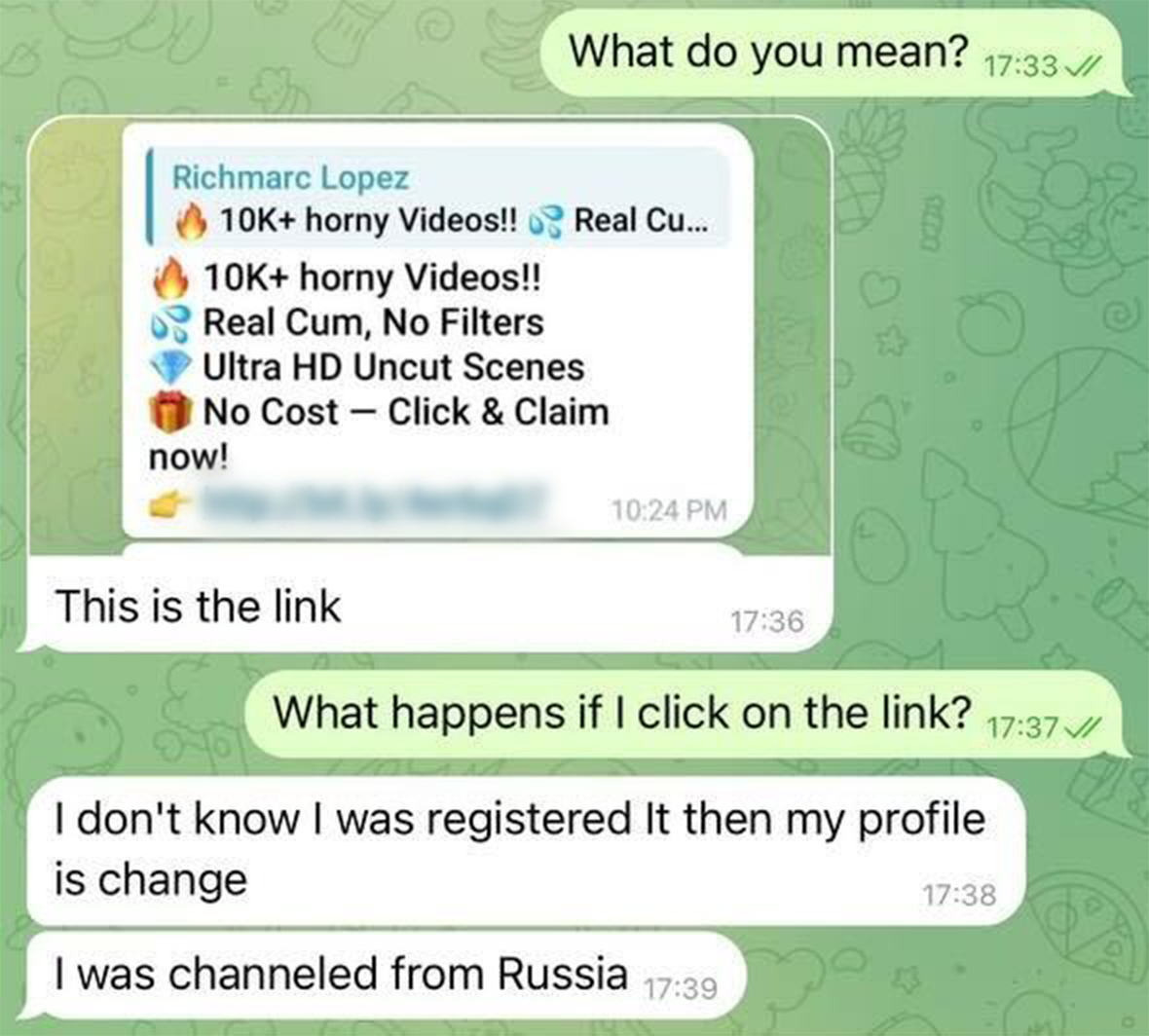 Переписка с человеком из Филиппин — его аккаунт на время был украден